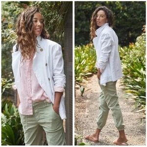 Frank and Eileen Belfast Peacoat Cream Patch Pockets Cotton Blend Coat Sz L